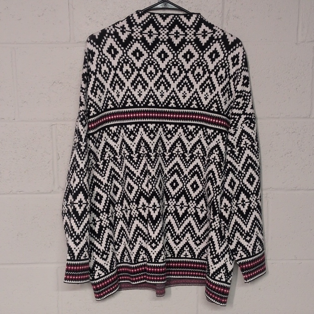 TAHARI Black and Red Geometric Mock Neck Southwest Aztec Sweater Size 2X - Picture 4 of 5